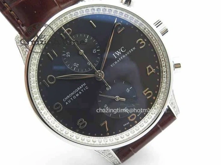 MIROTIME 0312 Unique Portuguese IW3714 Diam ZF V2 1:1 Best Edition Gray Dial On Brown Leather Strap A79350 (Slim Movement) 7250